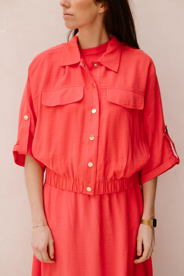 Jacket s/slve slub Chili Red 10032 - Bij Keesje - Esqualo - jas