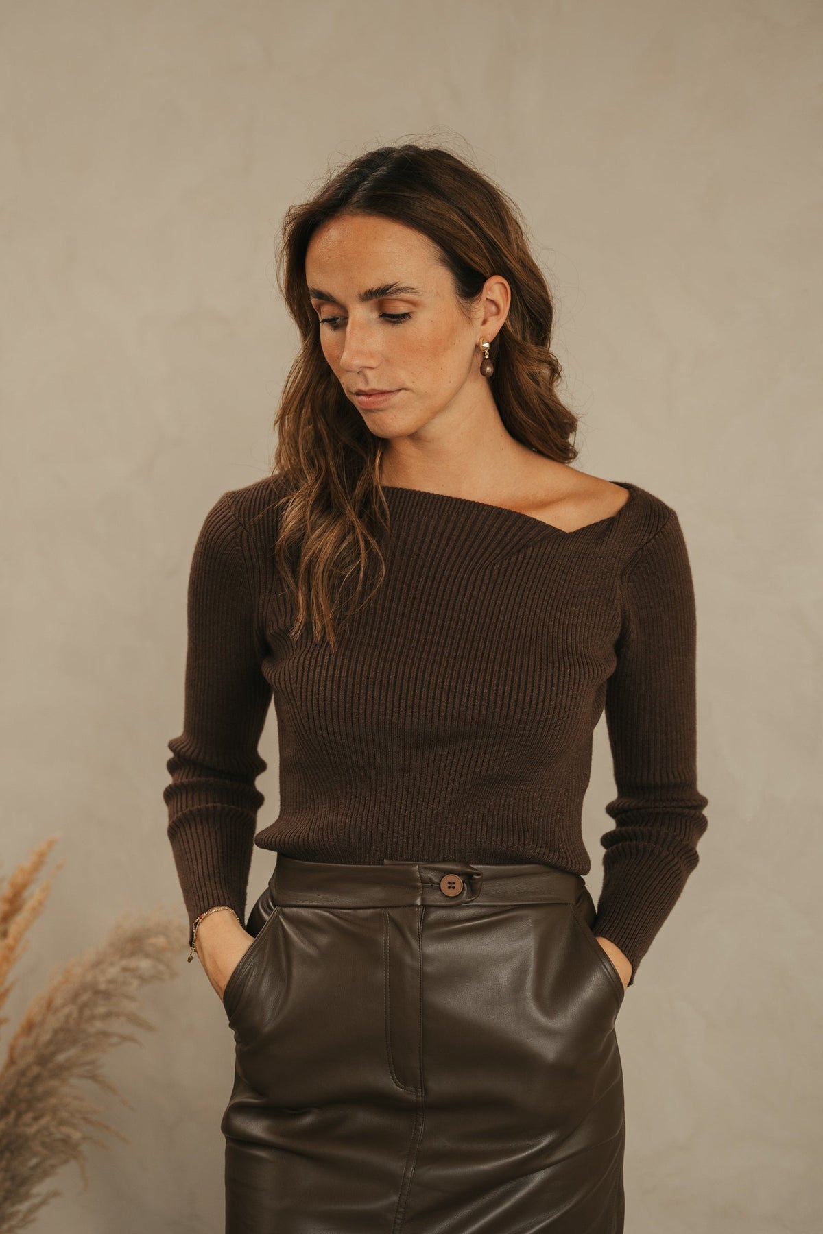 Jacobien long sleeve top brown - Bij Keesje