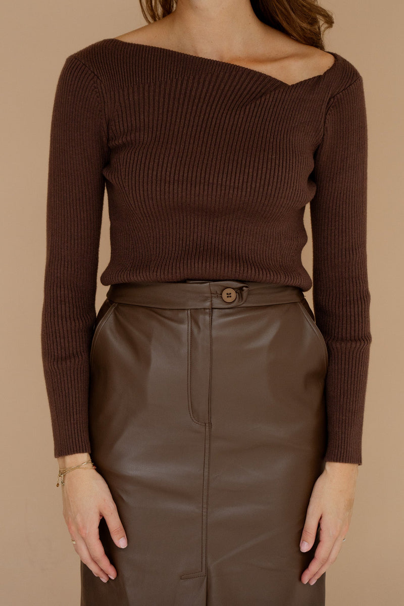 Jacobien long sleeve top brown - Bij Keesje