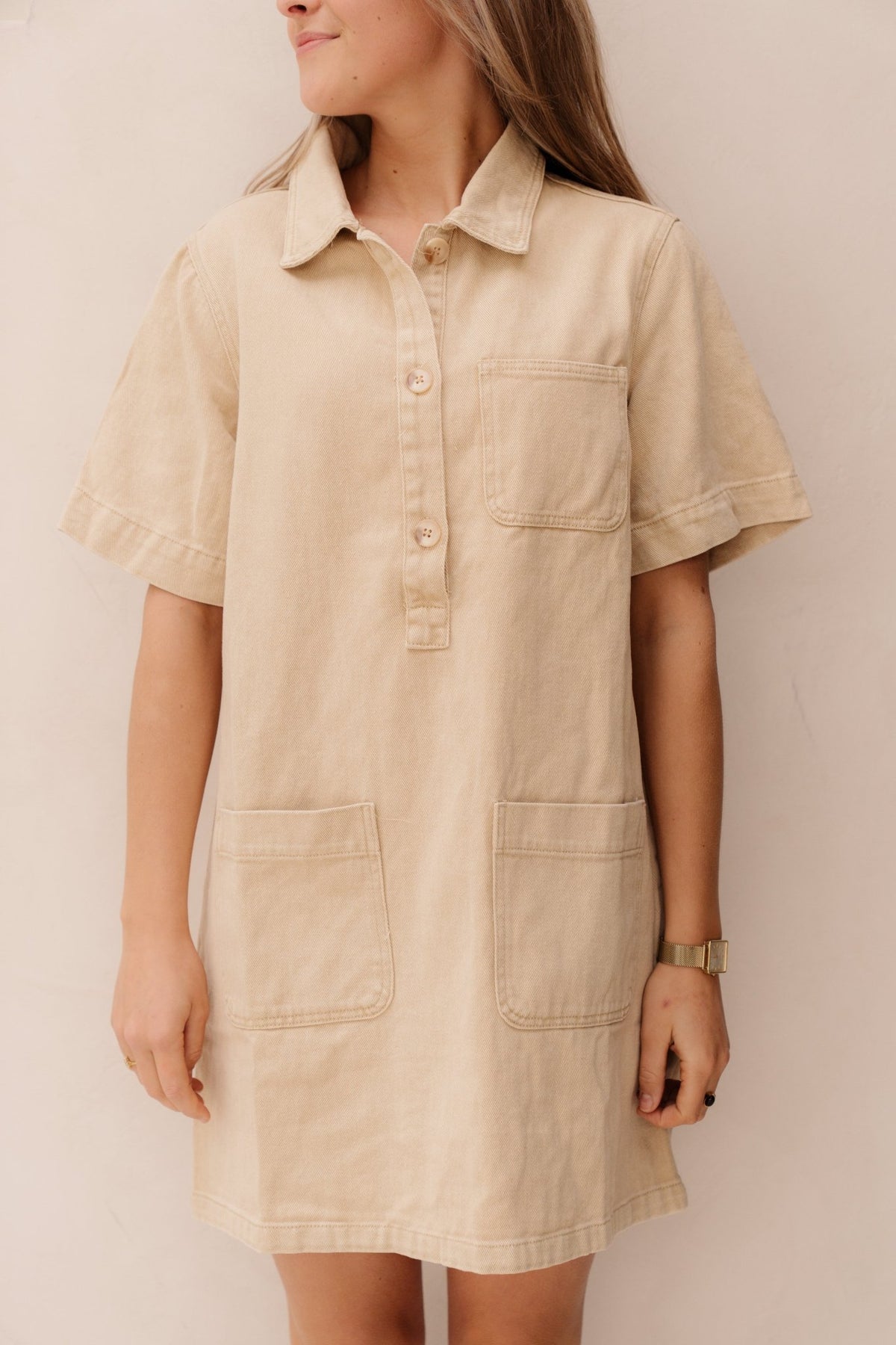 Jacy Denim Dress Beige - Bij Keesje - Bij Keesje - Jurk