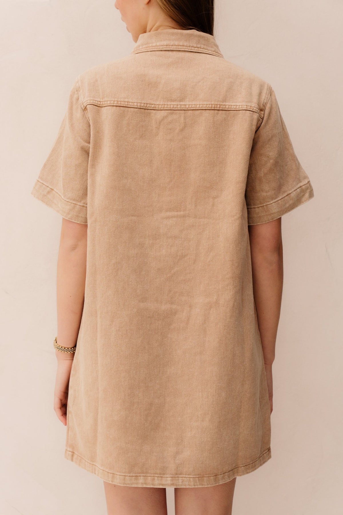 Jacy Denim Dress Taupe - Bij Keesje - Bij Keesje - Jurk