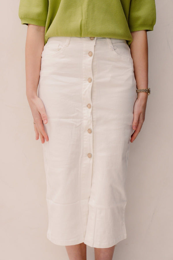 Jael denim skirt white - Bij Keesje - Bij Keesje - rok