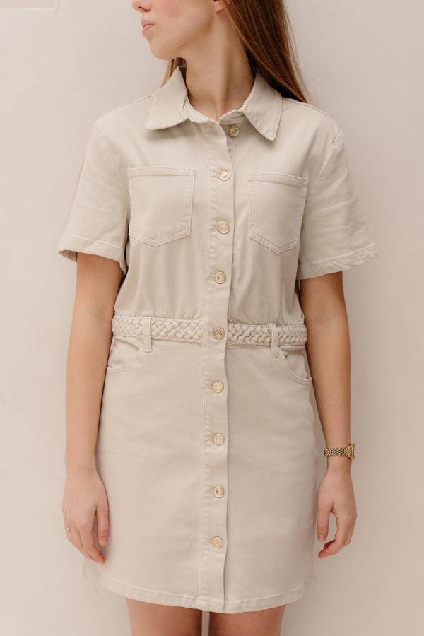 Jaina dress denim beige - Bij Keesje - Bij Keesje - Jurk