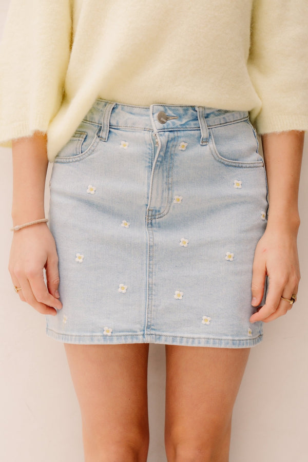Jalisa Skirt Flower Denim - Bij Keesje - Bij Keesje - Rokken