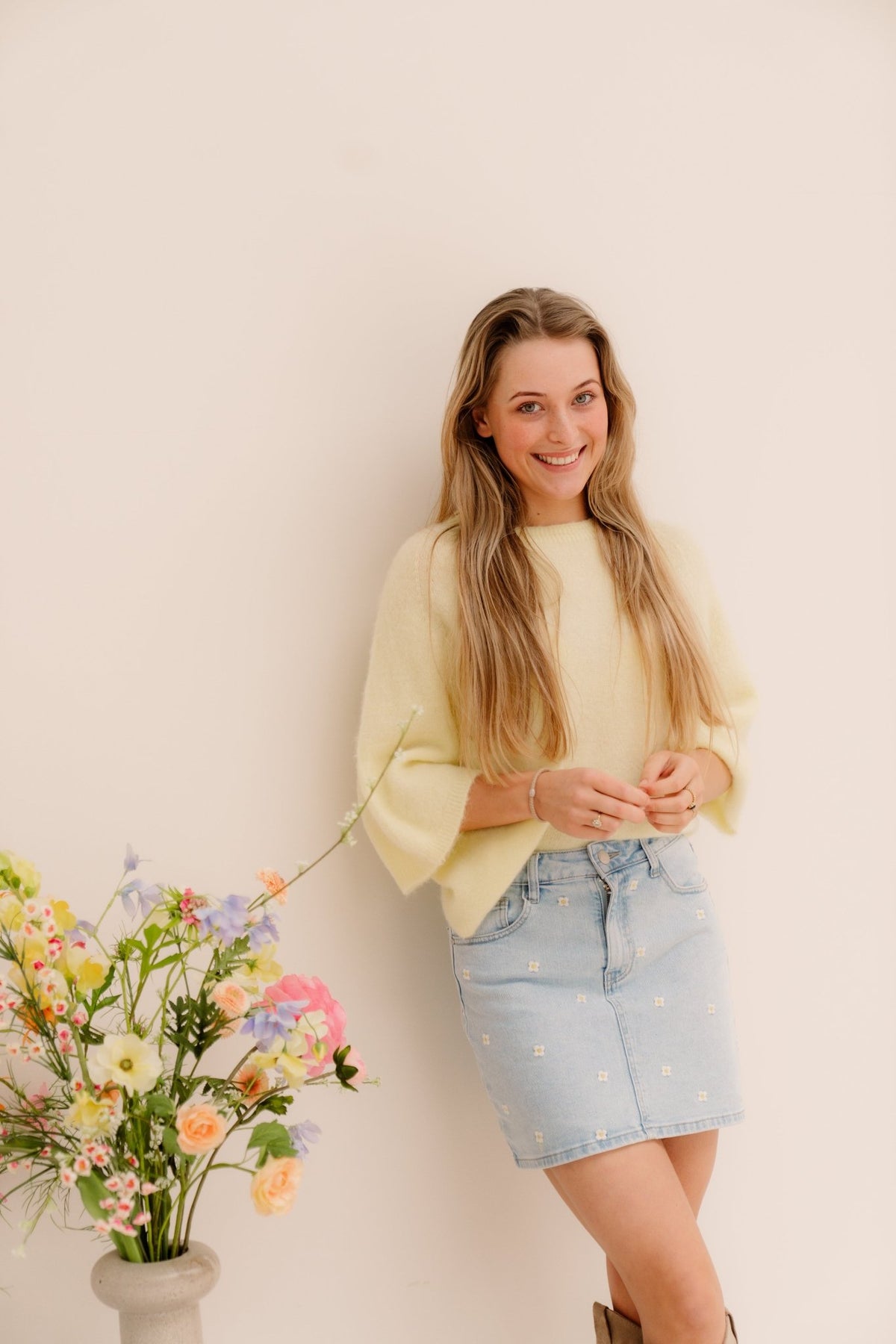 Jalisa Skirt Flower Denim - Bij Keesje - Bij Keesje - Rokken