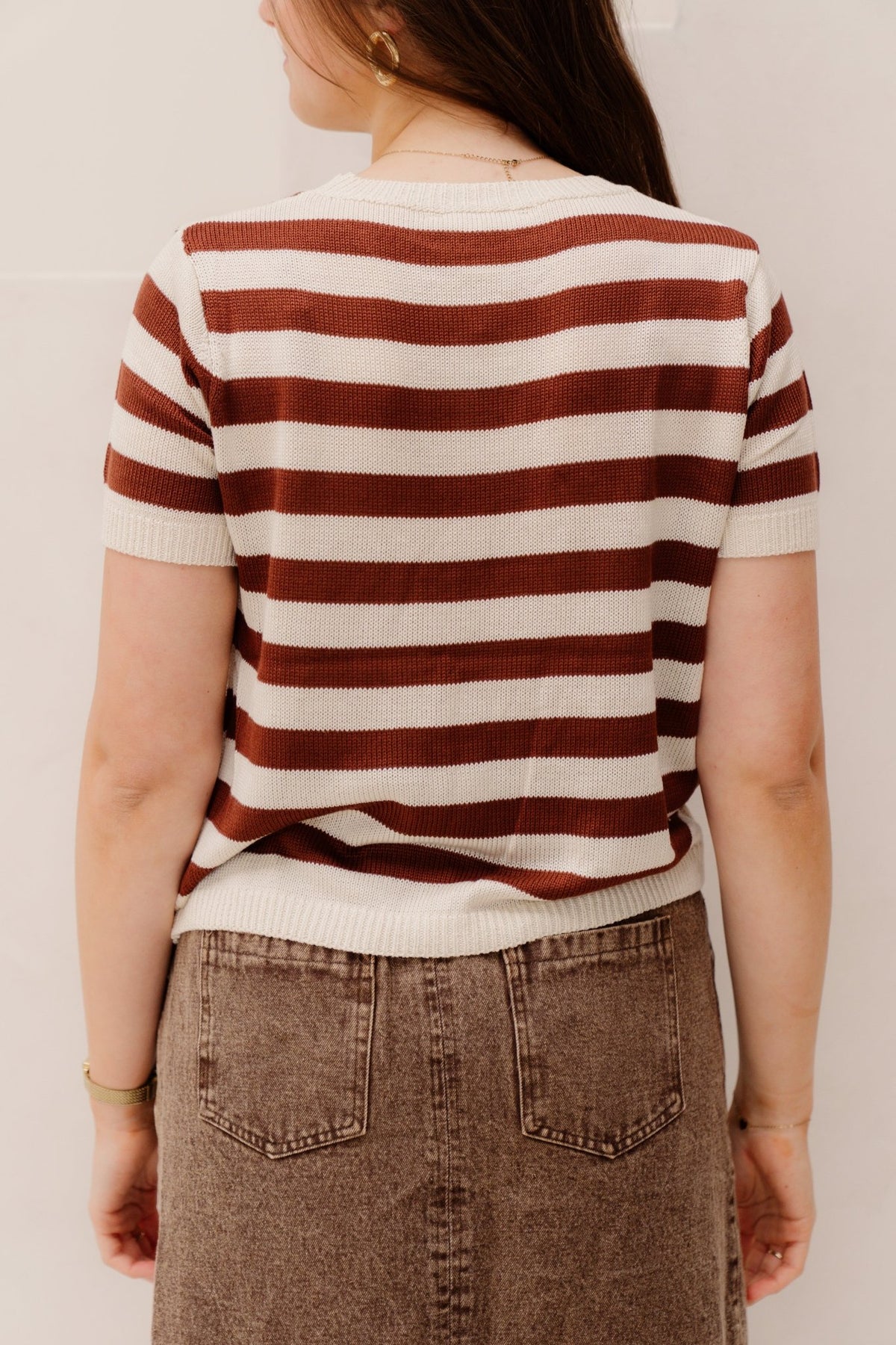 Jalou top bruin wit - Bij Keesje - Bij Keesje - Top