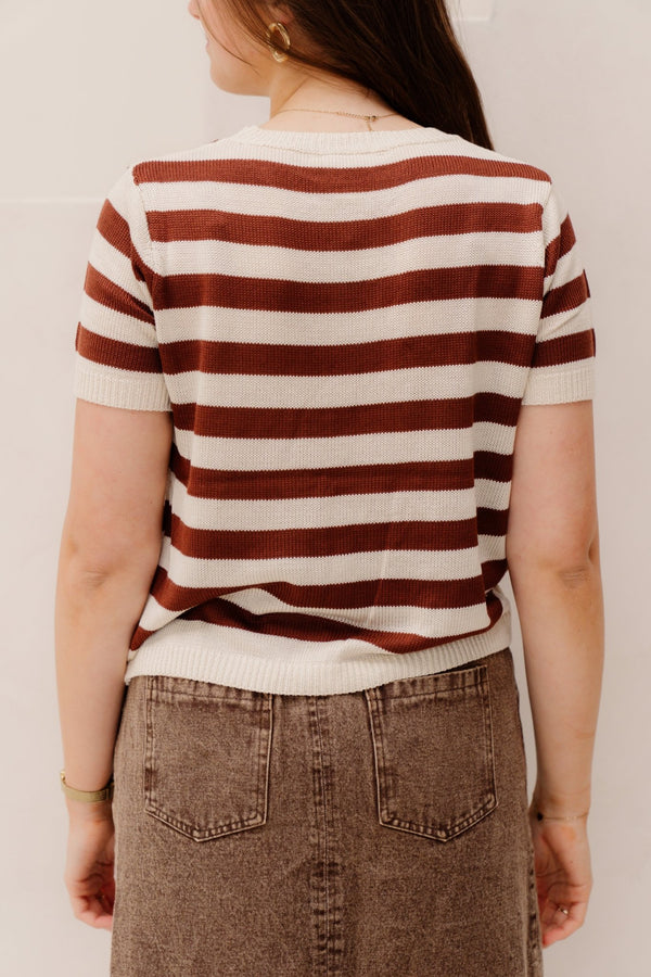 Jalou top bruin wit - Bij Keesje - Bij Keesje - Top