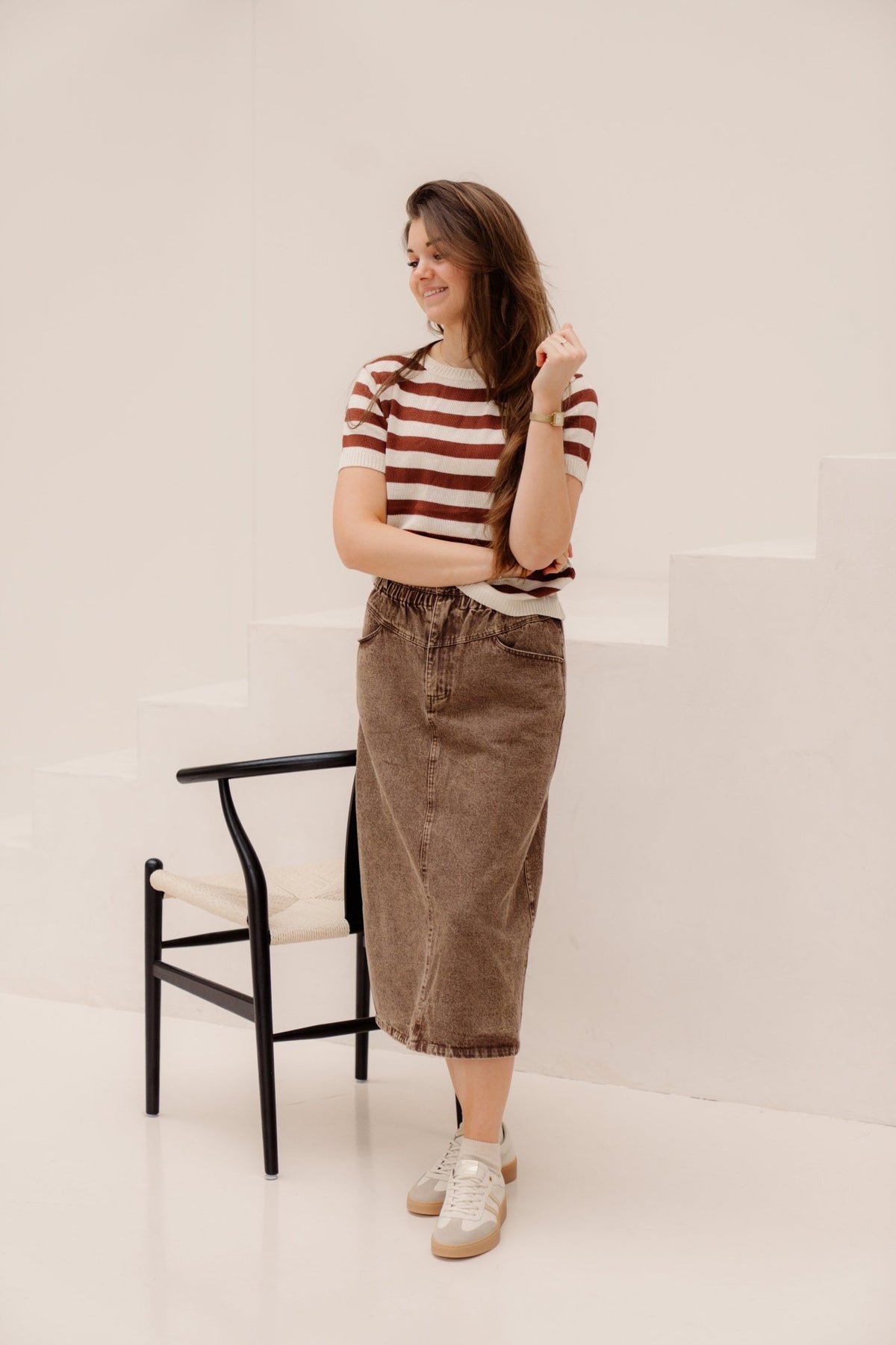 Jalou top bruin wit - Bij Keesje - Bij Keesje - Top