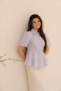 Janelle stripe shirt blue - brown - Bij Keesje - Neo Noir - Blouse