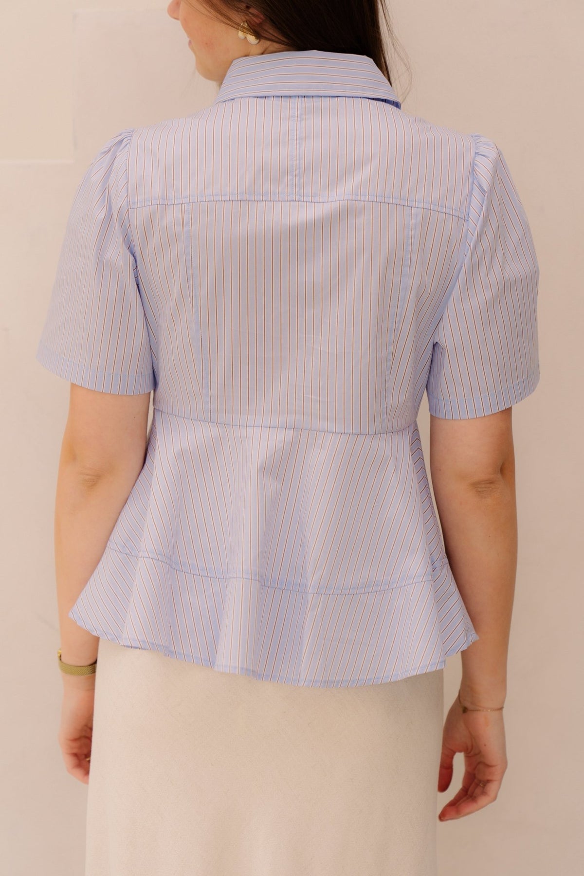 Janelle stripe shirt blue - brown - Bij Keesje - Neo Noir - Blouse