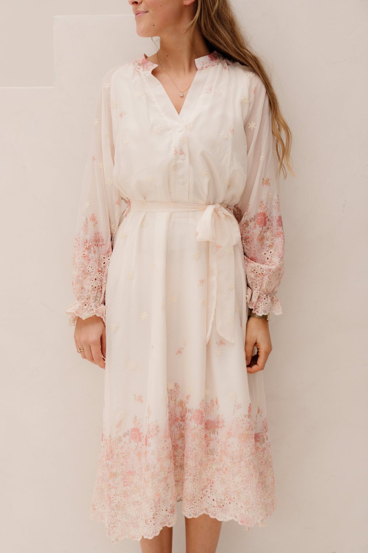 Janet Dress Beige Flower - Bij Keesje - Bij - Keesje - Jurk