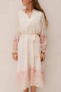 Janet Dress Beige Flower - Bij Keesje - Bij - Keesje - Jurk