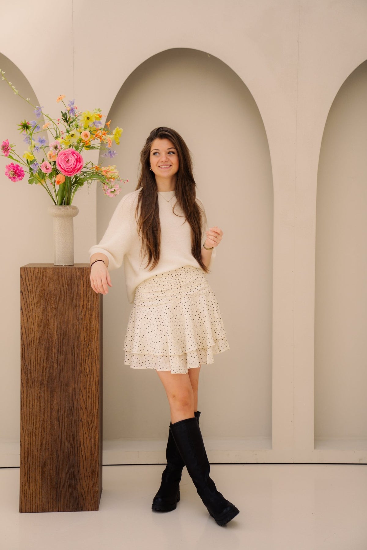Janie mini dot skirt off white - Bij Keesje - Neo Noir - Rok