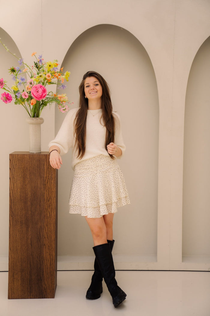 Janie mini dot skirt off white - Bij Keesje - Neo Noir - Rok
