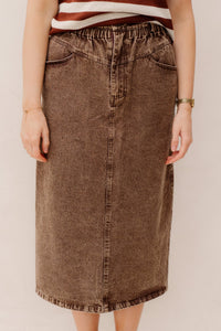Janna denim rok bruin - Bij Keesje - Bij Keesje - Rokken