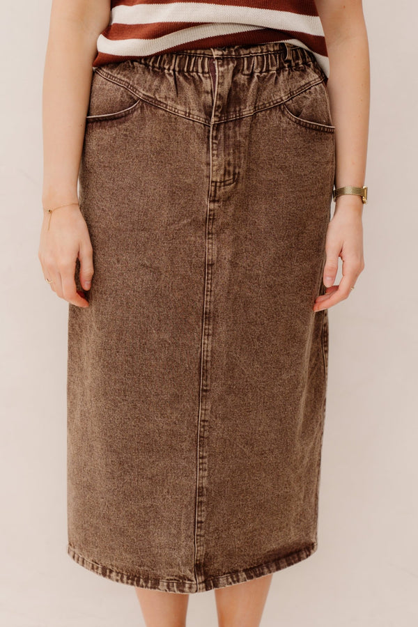 Janna denim rok bruin - Bij Keesje - Bij Keesje - Rokken