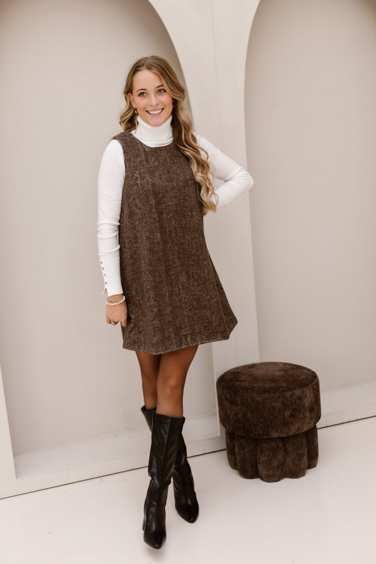 Jaomi bone spencer dress brown - Bij Keesje - Bij Keesje - Jurk