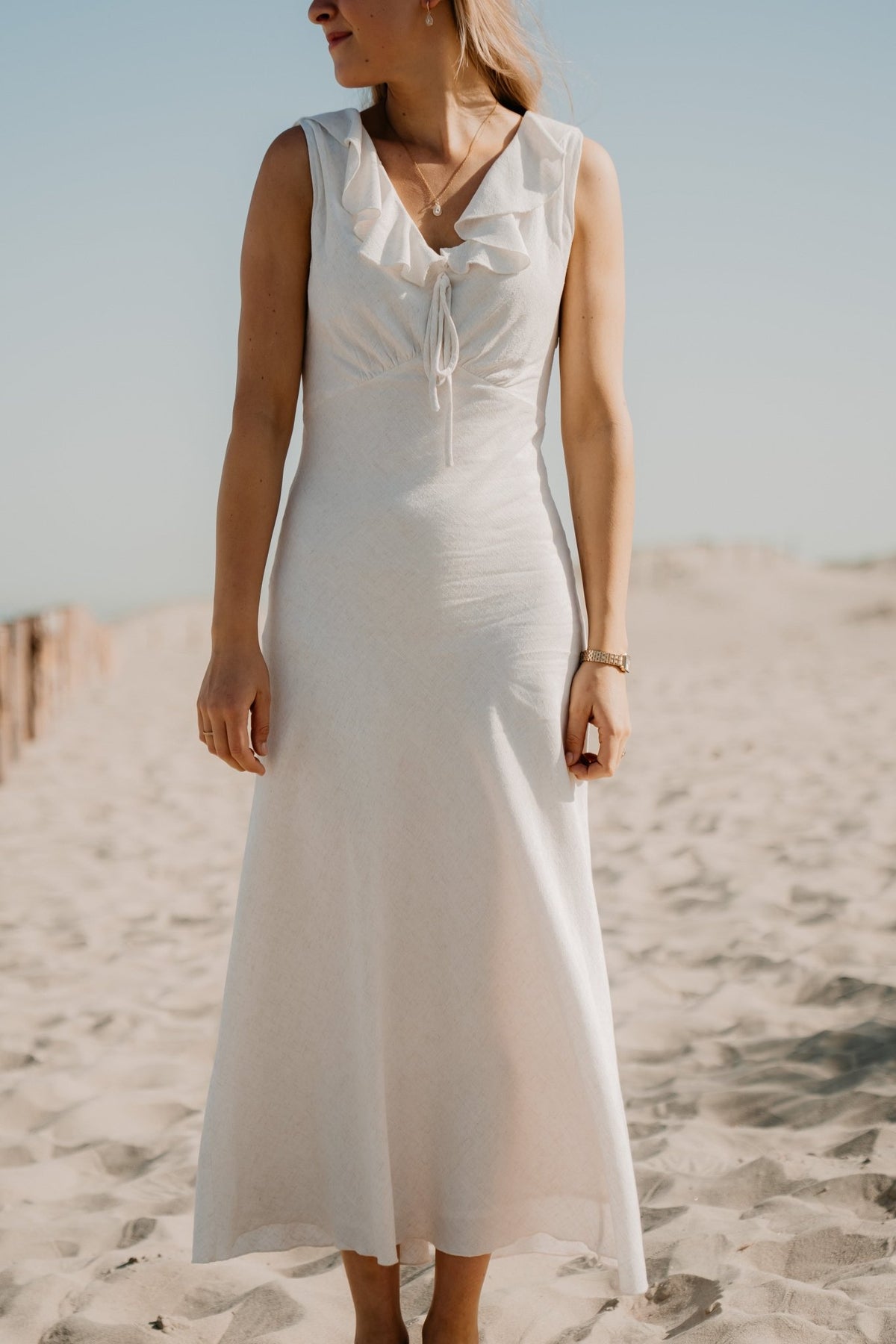 Jasma linnen dress natural - Bij Keesje - Neo Noir - Jurk