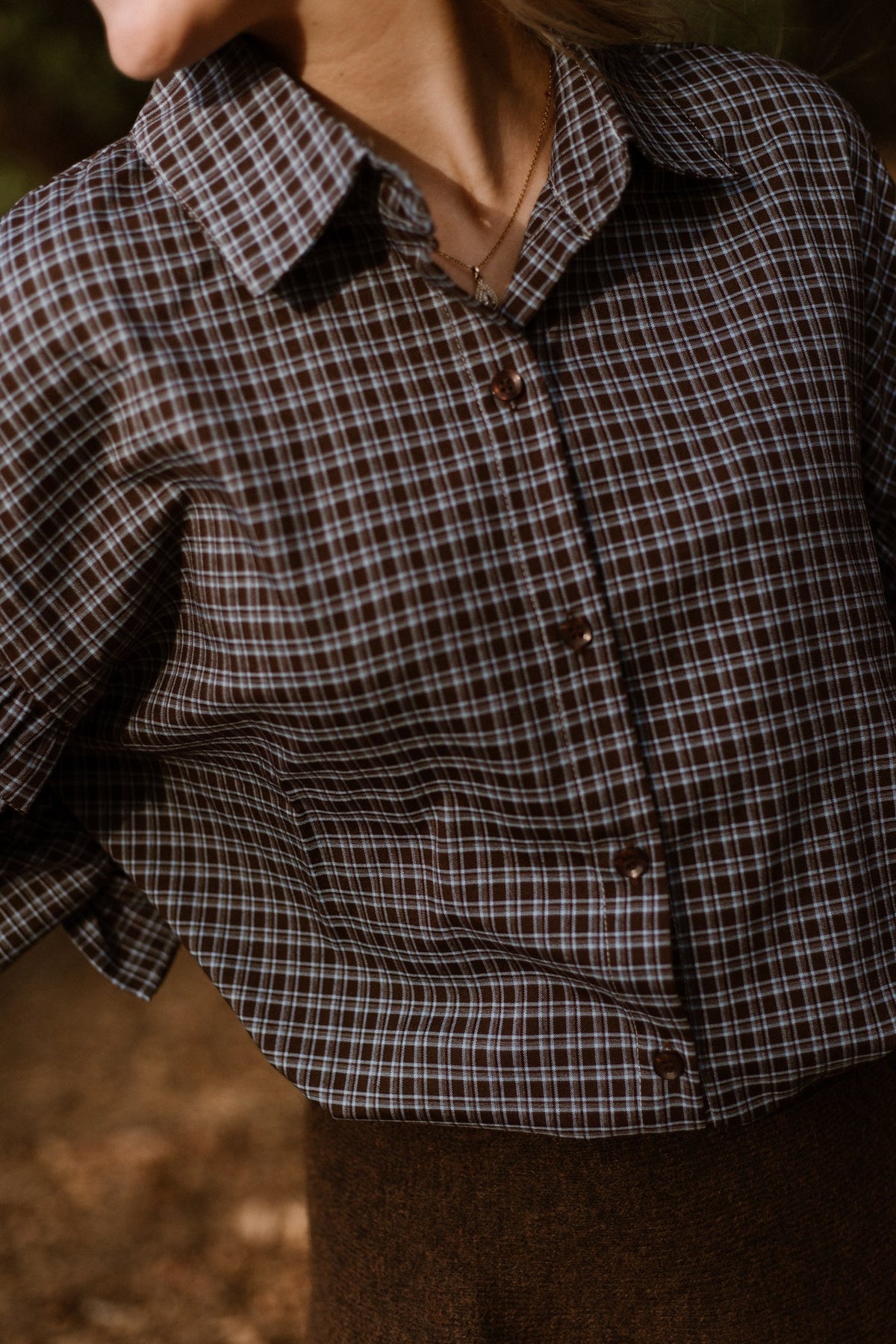 Jedy check blouse brown/blue - Bij Keesje - Bij Keesje - Blouse