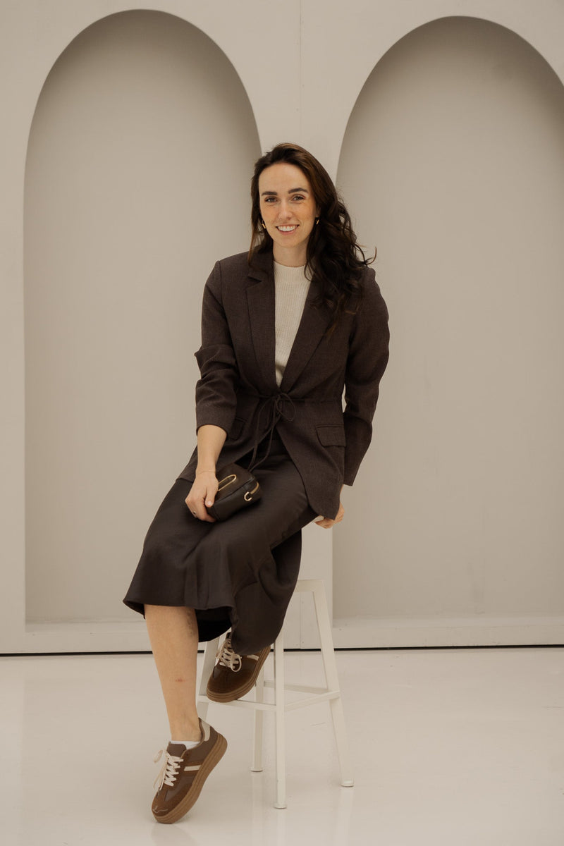 Jemmie melange blazer brown - Bij Keesje - Neo Noir