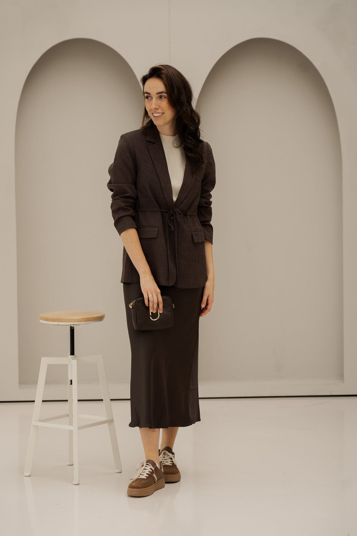 Jemmie melange blazer brown - Bij Keesje - Neo Noir