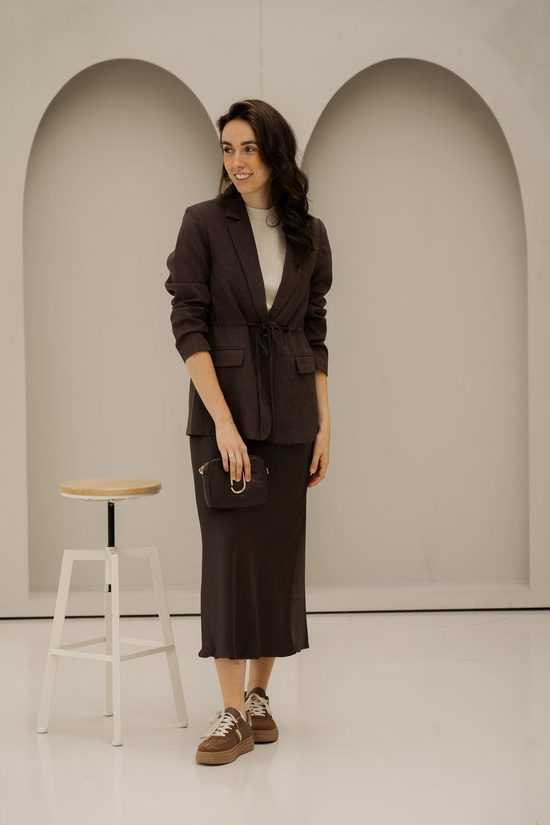 Jemmie melange blazer brown - Bij Keesje - Neo Noir