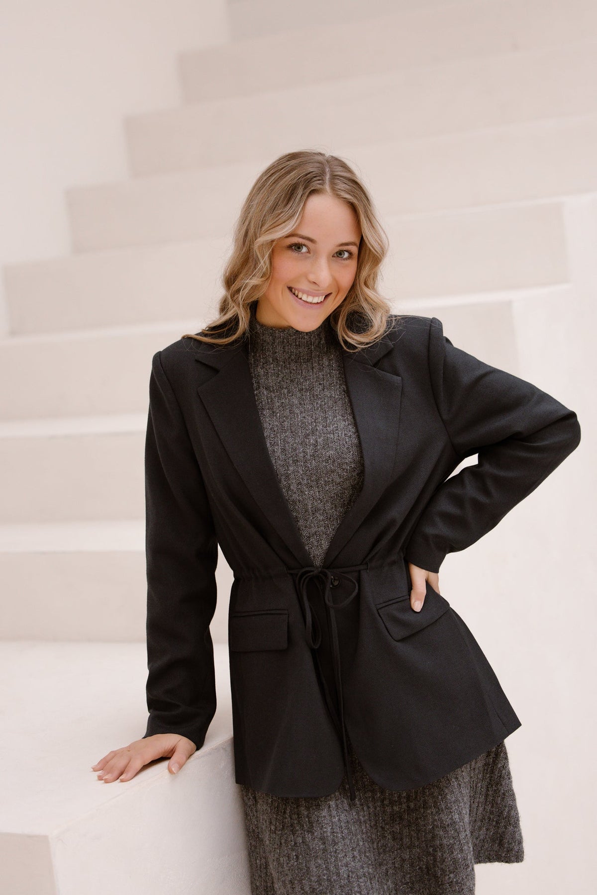 Jemmie Melange Blazer Navy - Bij Keesje - Neo Noir