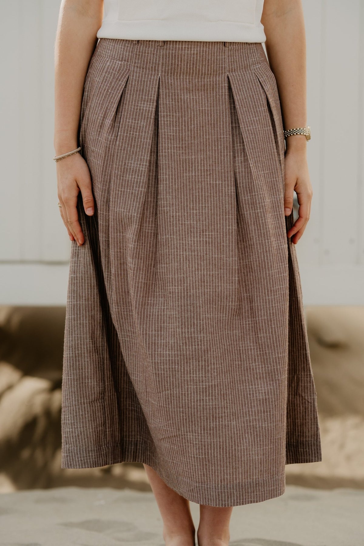 JihoCC Anya Pleat Skirt Brown - Bij Keesje - Co'couture - Rokken