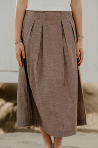 JihoCC Anya Pleat Skirt Brown - Bij Keesje - Co'couture - Rokken