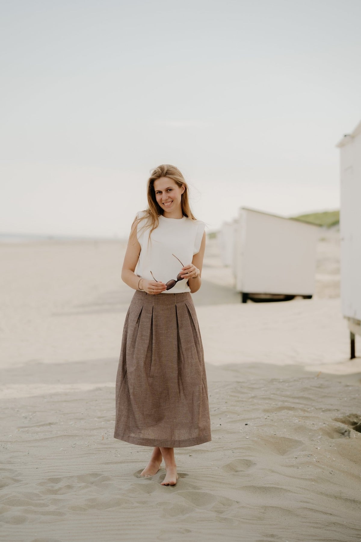 JihoCC Anya Pleat Skirt Brown - Bij Keesje - Co'couture - Rokken