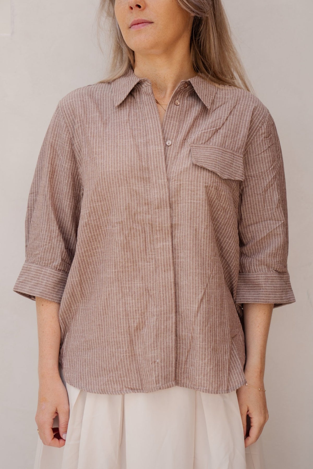JihoCC stripe shirt brown - Bij Keesje - Co'couture - Blouse