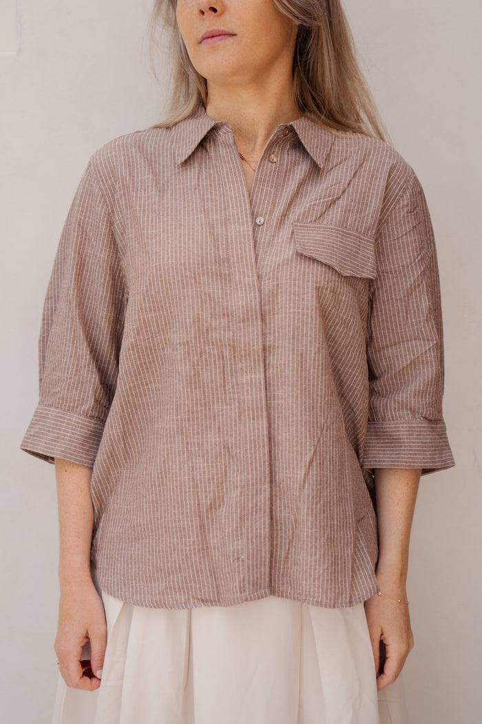 JihoCC stripe shirt brown - Bij Keesje - Co'couture - Blouse