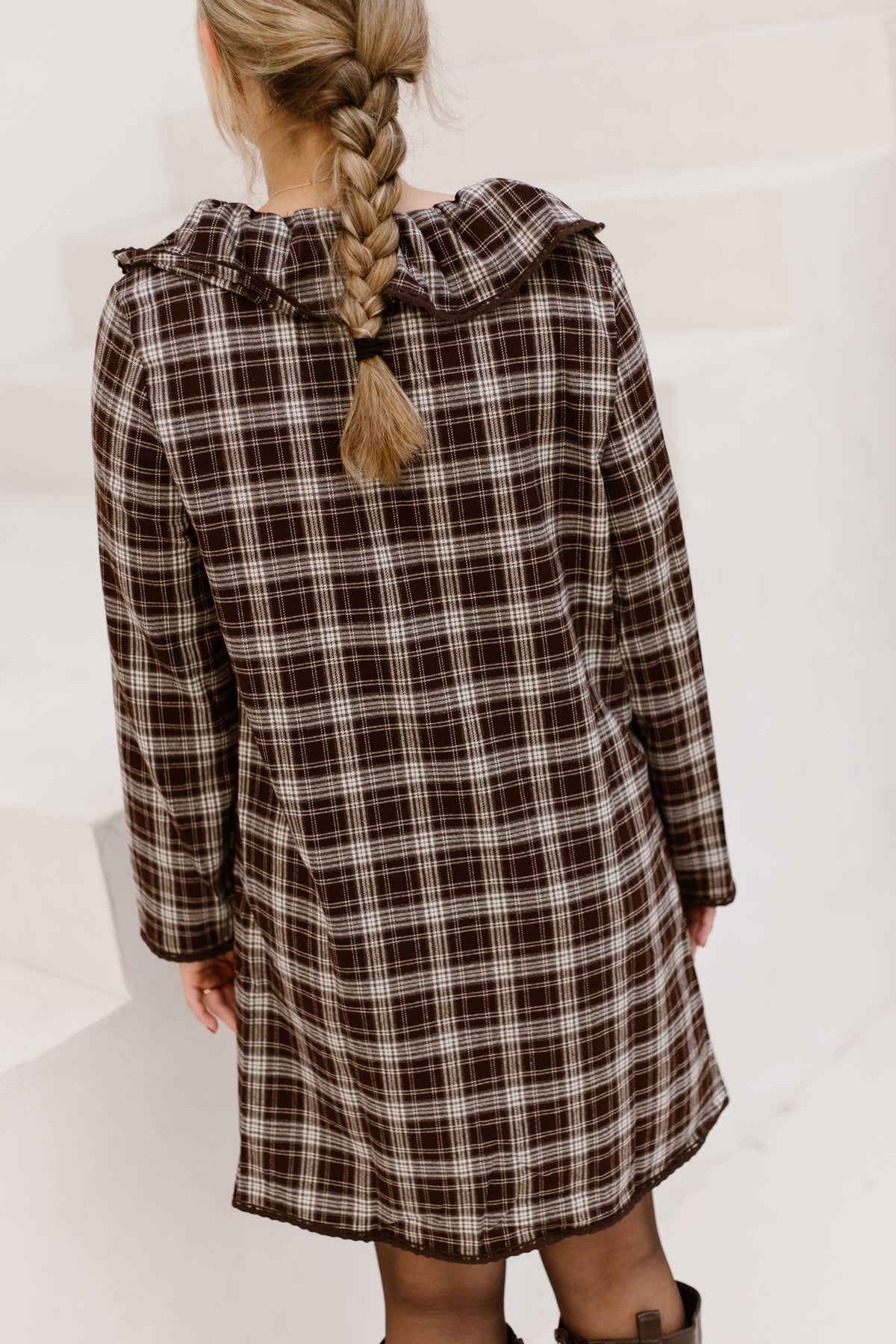 Jilda Ruffle Check Dress Maron - Bij Keesje - Bij Keesje - Jurk