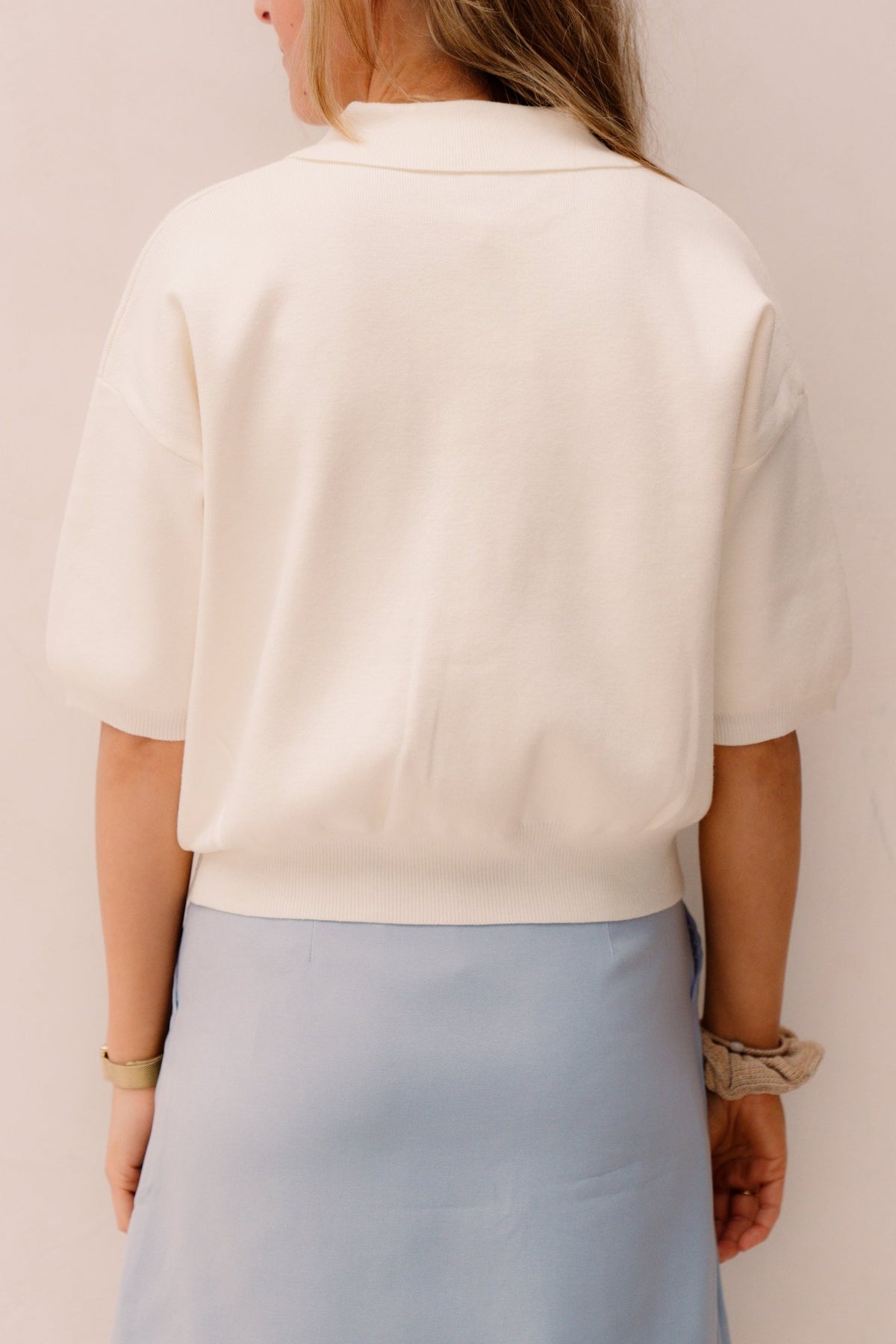 Jippe polo top ecru - Bij Keesje - Bij Keesje - Top