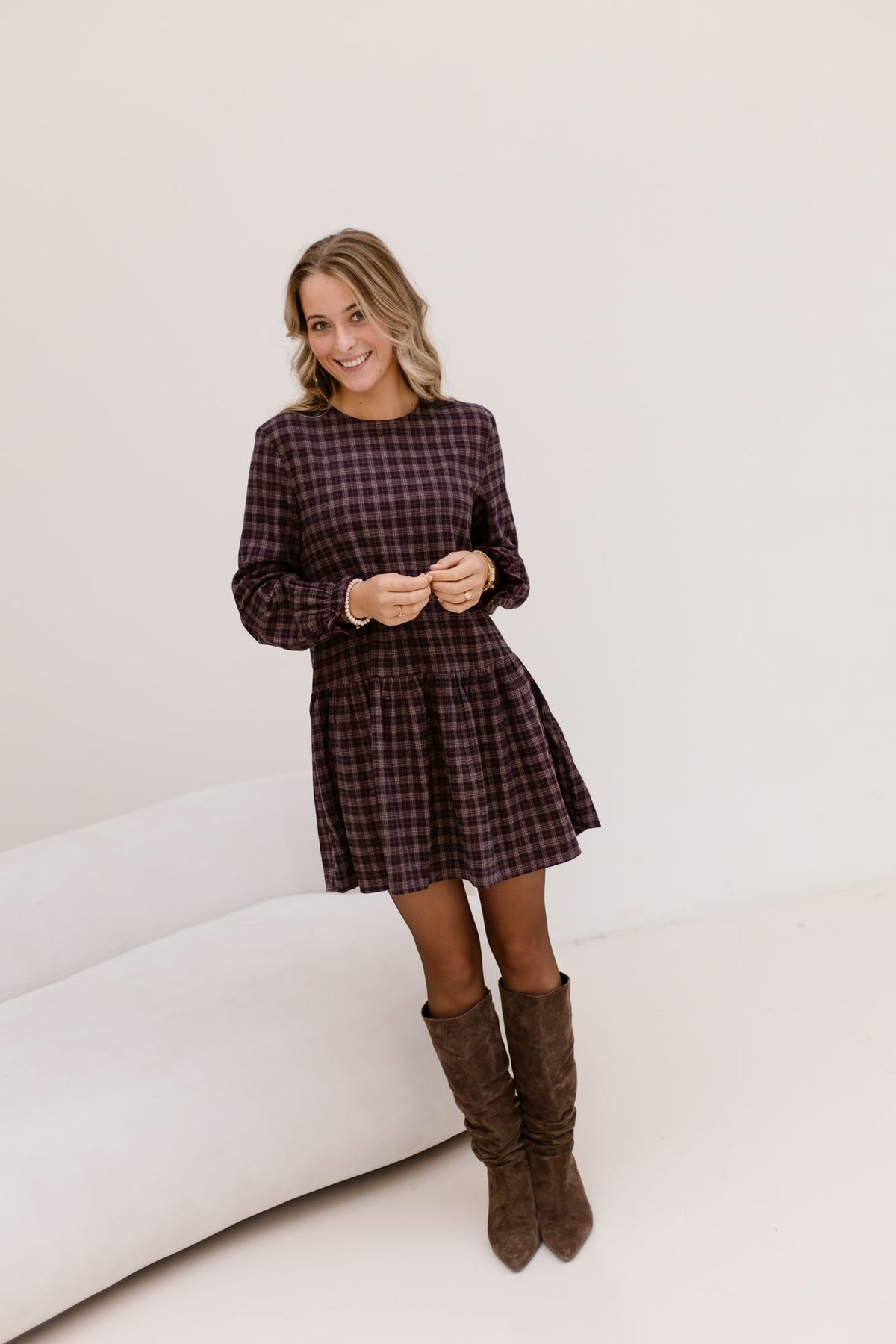 Jirte dress bordeaux / beige - Bij Keesje - Bij Keesje - Jurk
