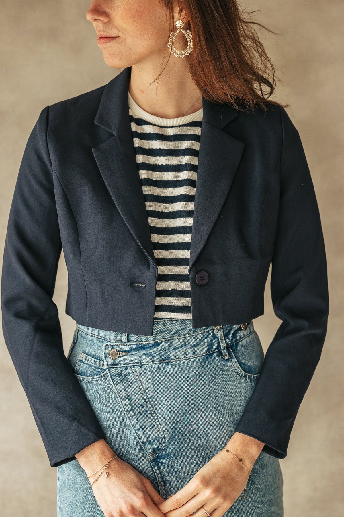 Jiske short blazer darkblue - Bij Keesje