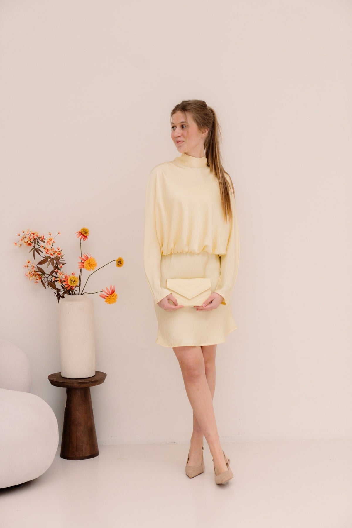 Joelle silk jurk geel - Bij Keesje - Bij Keesje - Jurk