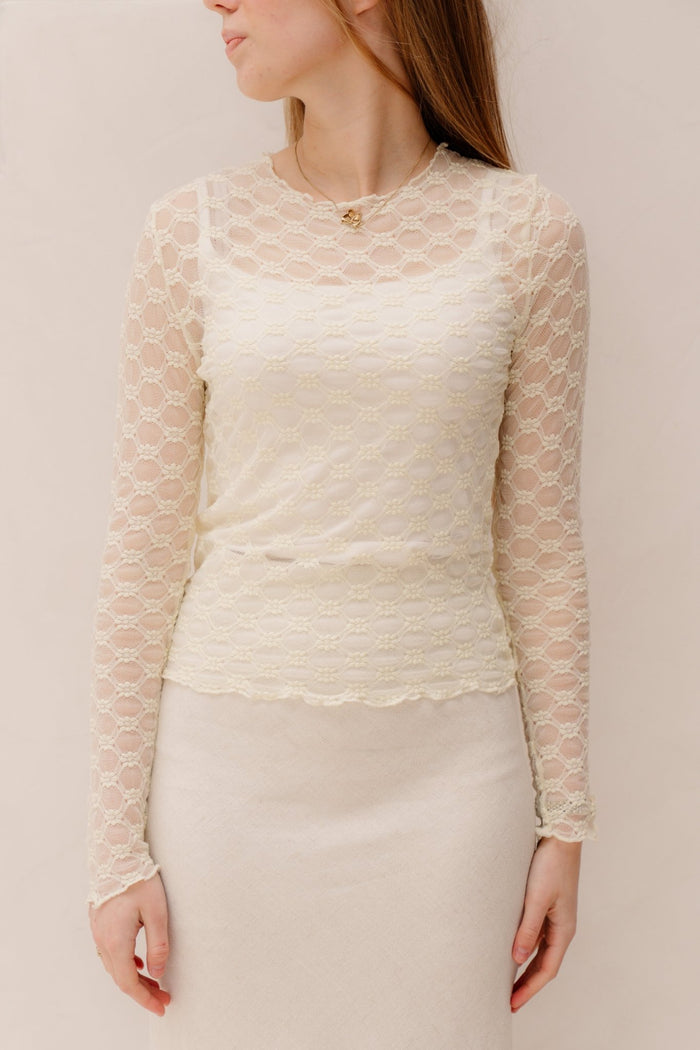 Josje mesh top geel - Bij Keesje - Bij Keesje - top