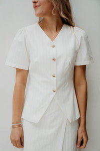 Jule Summer Stripe Blouse Taupe Stripe - Bij Keesje - Neo Noir - Blouse