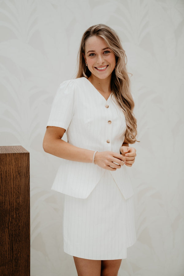 Jule Summer Stripe Blouse Taupe Stripe - Bij Keesje - Neo Noir - Blouse