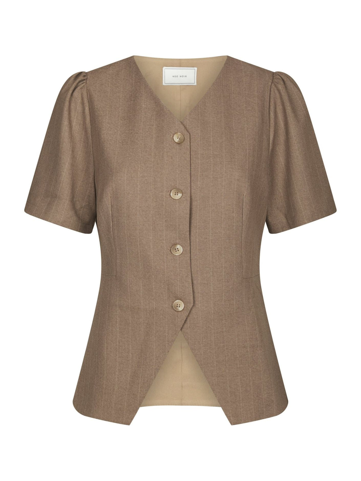 Jules pinstriped blouse taupe - Bij Keesje - Neo Noir - Blouse