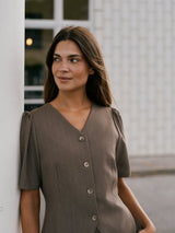 Jules pinstriped blouse taupe