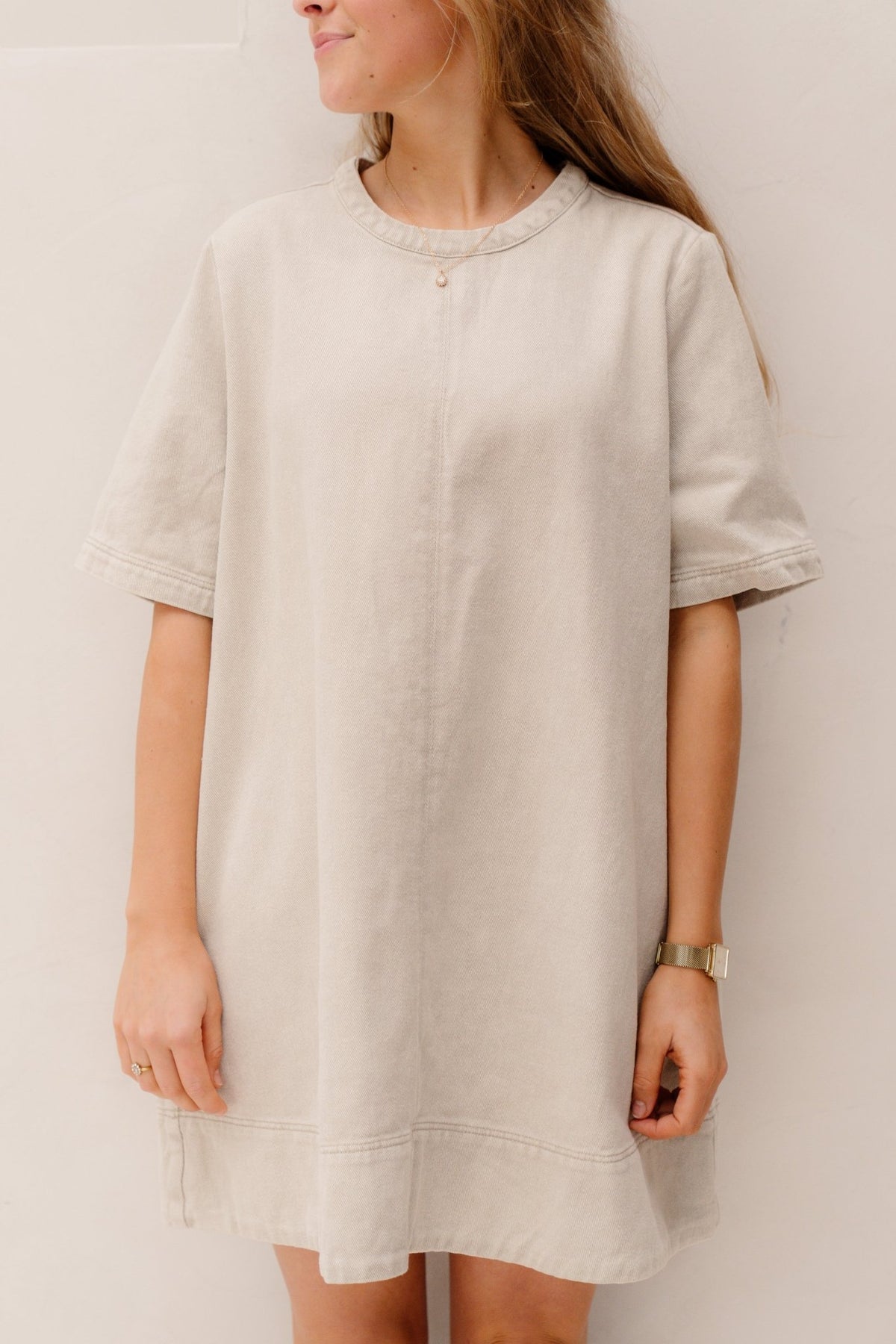 Julia denim dress beige - Bij Keesje - Bij Keesje - Jurk