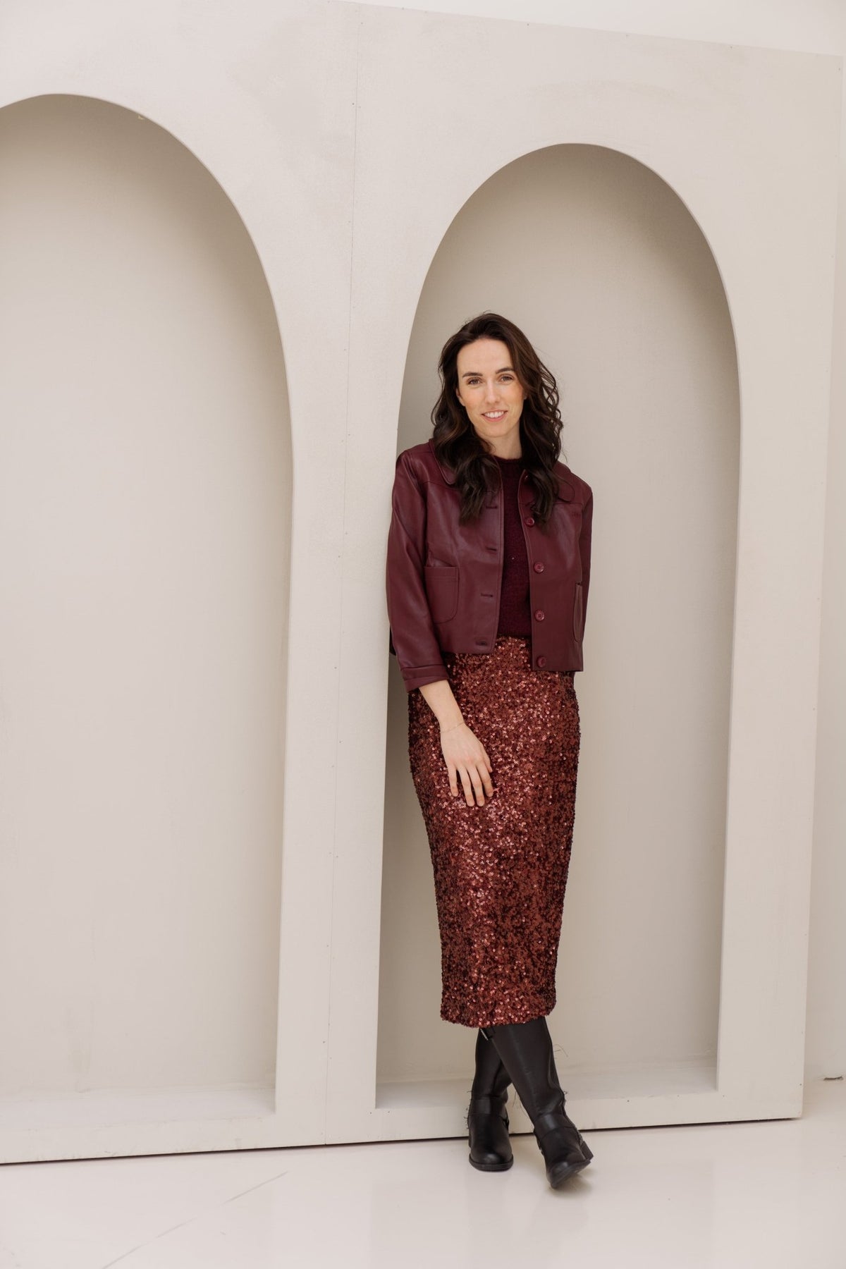 Juryfa skirt paillet wine - Bij Keesje - Bij Keesje