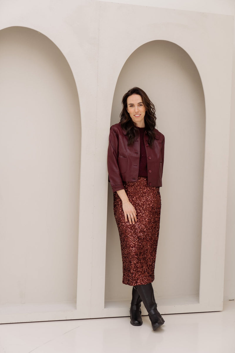 Juryfa skirt paillet wine - Bij Keesje - Bij Keesje