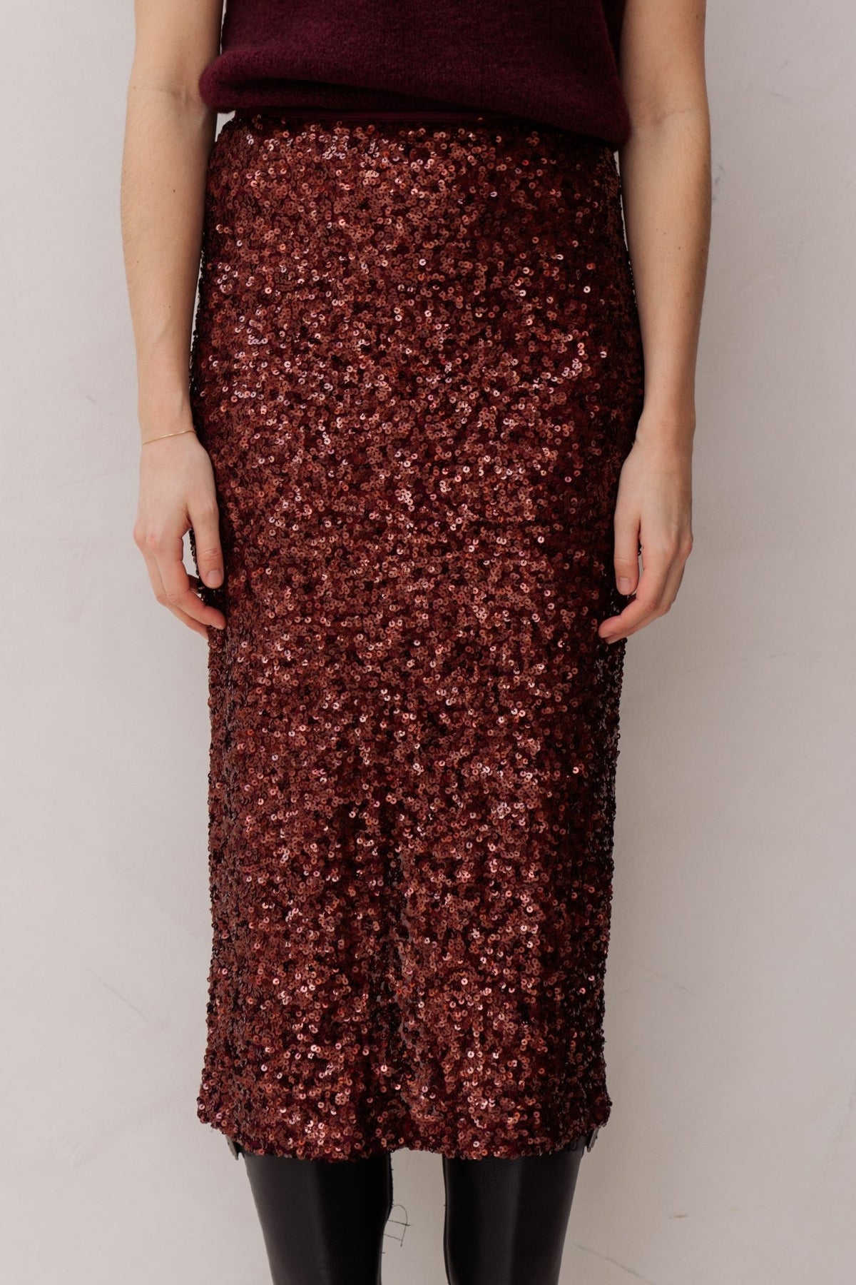 Juryfa skirt paillet wine - Bij Keesje - Bij Keesje