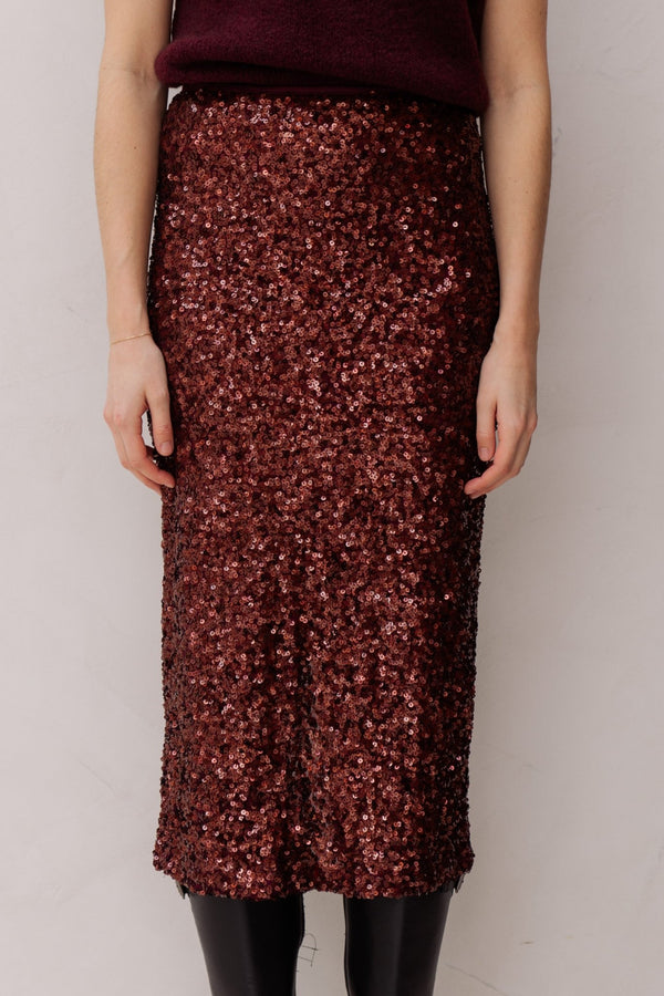 Juryfa skirt paillet wine - Bij Keesje - Bij Keesje