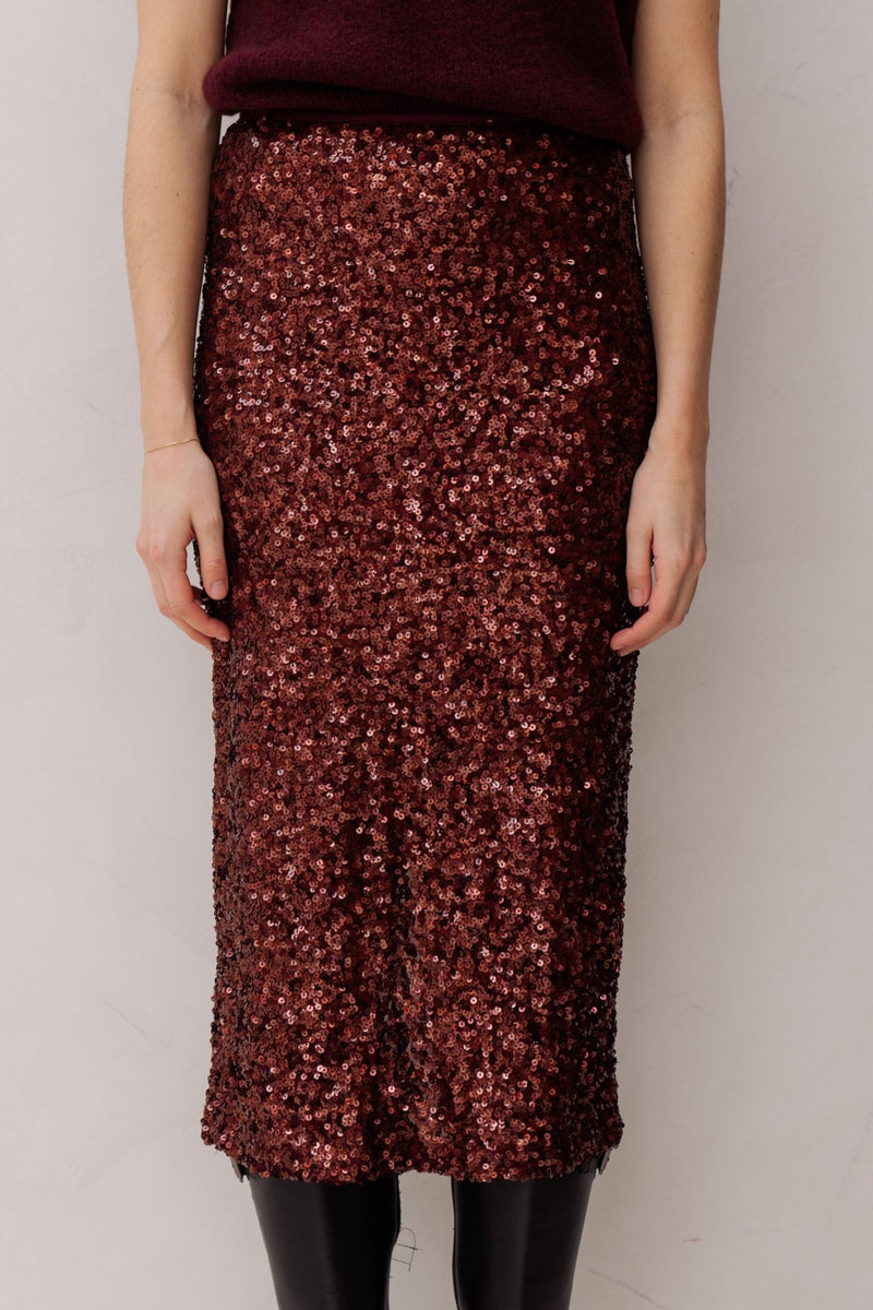 Juryfa skirt paillet wine - Bij Keesje - Bij Keesje