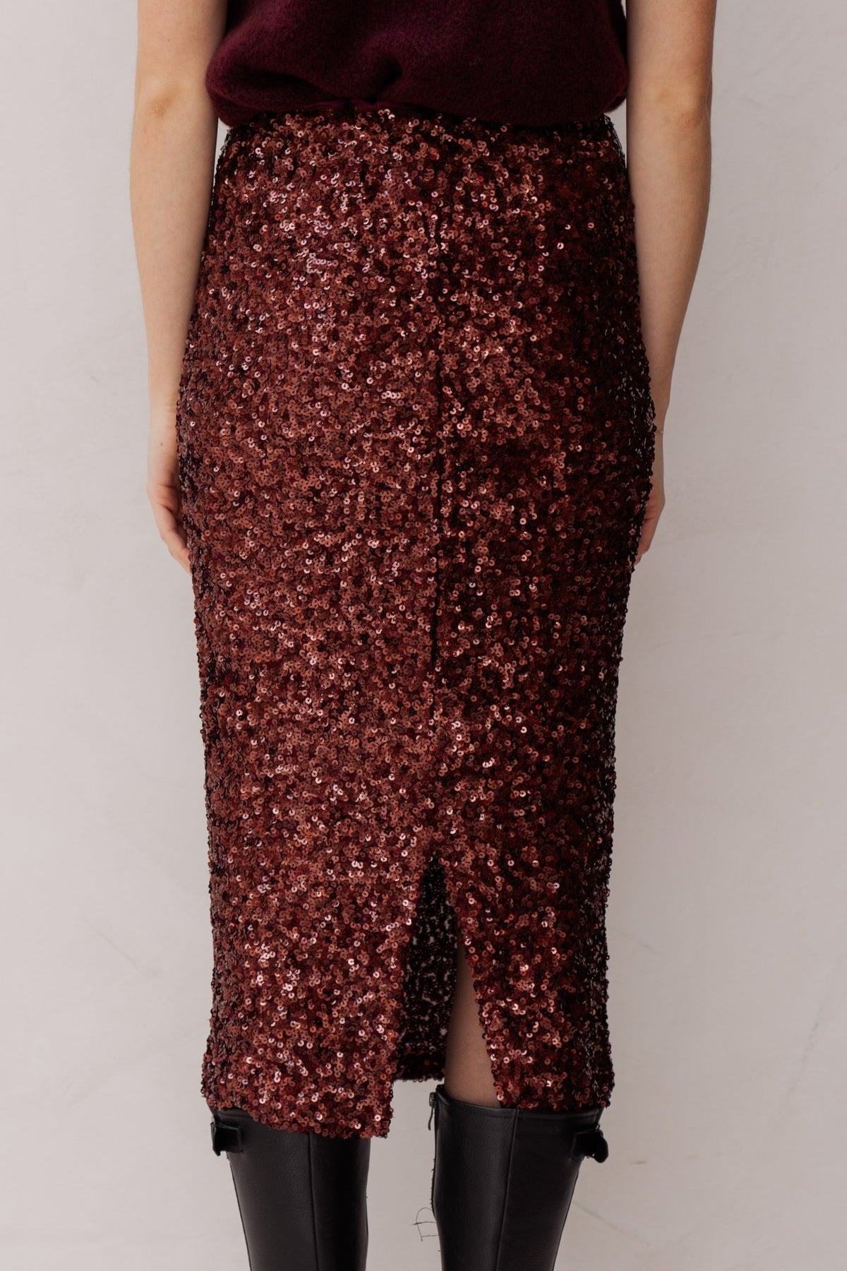 Juryfa skirt paillet wine - Bij Keesje - Bij Keesje