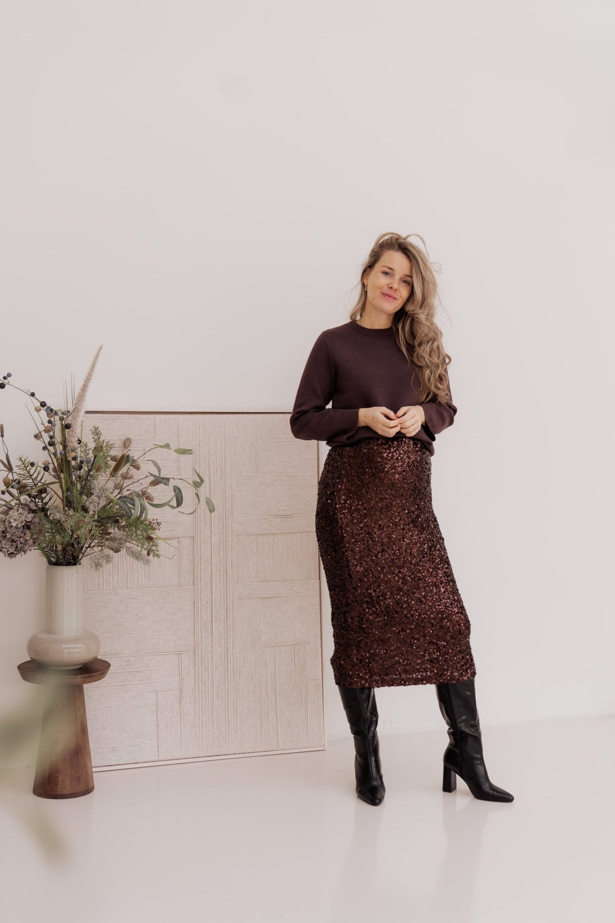 Juryla skirt paillet cafe - Bij Keesje - Bij Keesje